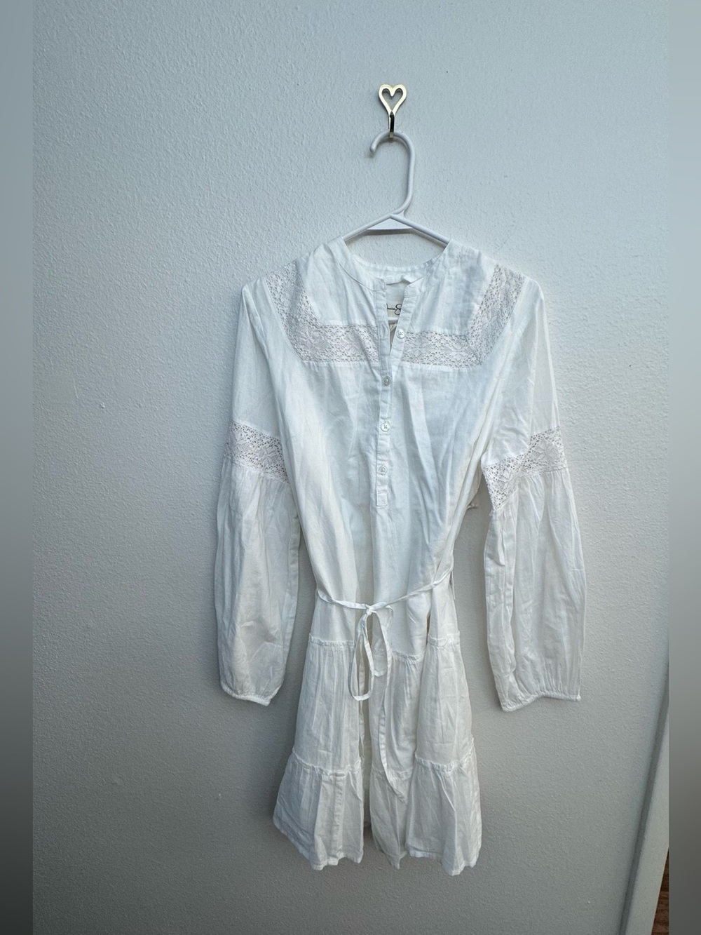 NWT Jessica Simpson White Lace-Panel Cotton Tiered A-Line Maternity Dress